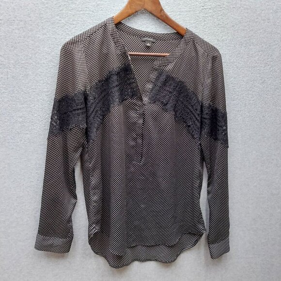 Ann Taylor Black & White Polka Dot Blouse S - Picture 1 of 4